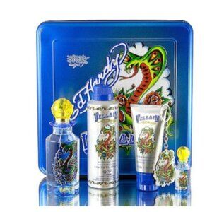 Ed Hardy VILLAIN for Men 5pc Gift Set - 4.2oz EDT Spray + Body Spray & More -